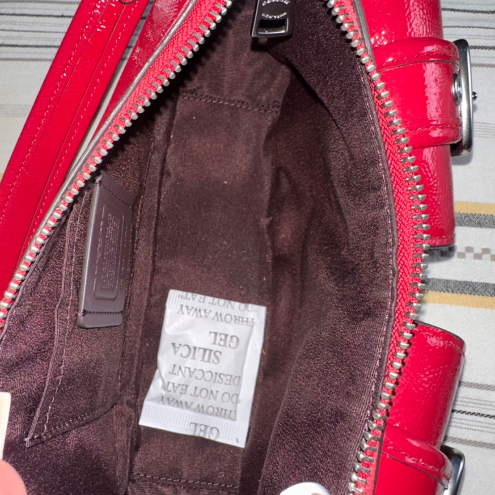 COACH Ashton Baguette Bag - Dark Cardinal/Silver - Picture 6 of 8